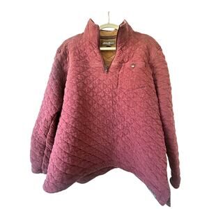 Eddie Bauer Quilted Pullover Jacket Red Cotton Insulated Snap Pocket Men’s L
